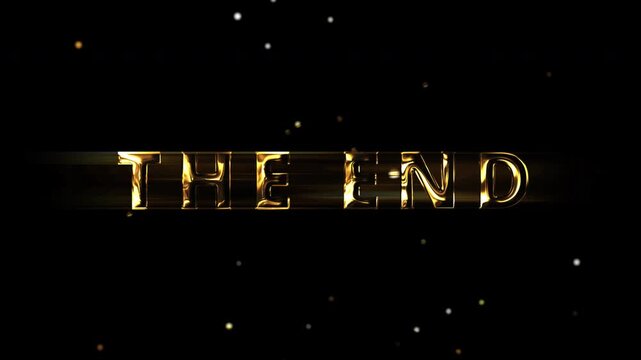 Cinematic Gold The End Text Animation With Floating Particles.