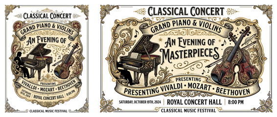 Vintage Classical Music Concert Poster Design © selang