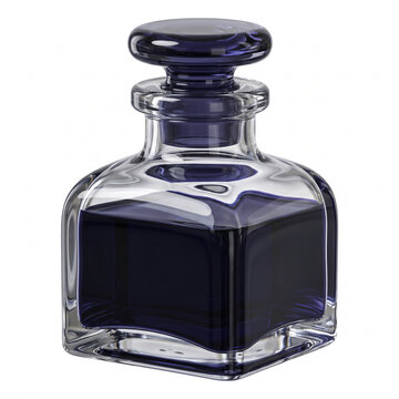 Dark Blue Glass Ink Bottle with Stopper
