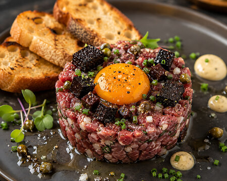 Steak and morcilla tartar