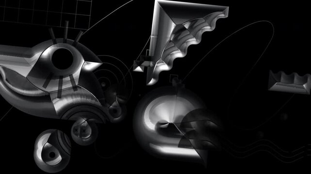 Monochromatic abstract geometric shapes animation background