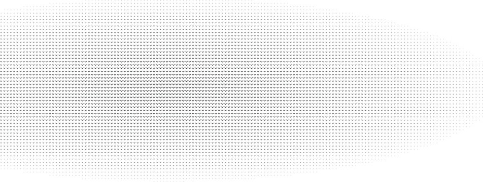 Black and white halftone oval shape, horizontal dotted gradient texture, monochrome abstract on white