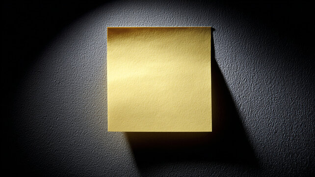 sticky note with soft spotlight highlighting center, dark minimal background