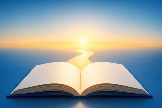 Open Book with Golden Path to Sunrise