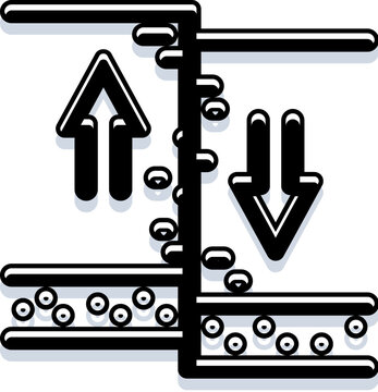 Osmosis process illustrating water molecules transporting through a semipermeable membrane from a region of higher water concentration to a region of lower water concentration