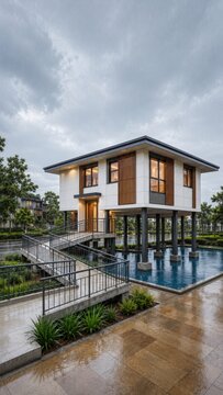 Elevated Flood Resilient Home With Water Safe Ground Level
