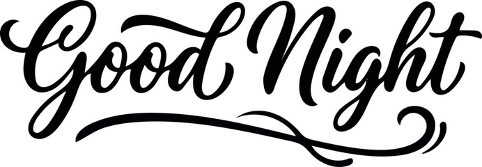 Elegant good night typography design featuring beautiful calligraphic script lettering perfect for bedtime greeting cards and social media posts © Ammbia