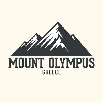 Mount olympus greece,  vector logo illustration with mountain landmark adventure outdoors