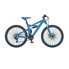 Fototapeta premium Blue Full Suspension Mountain Bike Illustration