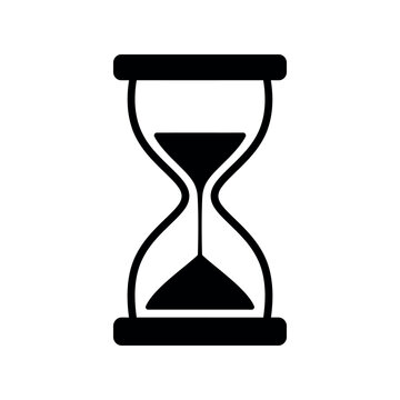 Classic Hourglass Silhouette Icon with Flowing Sand
