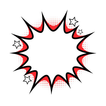 Comic book speech bubble with stars. Pop art explosion burst isolated on white background.