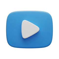 Obraz premium 3d play button icon with blue background isolated on transparent background