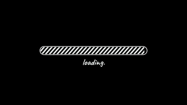 White Chalkboard Style Loading Bar Animation Progressing On Black Background, Minimalist Interface Graphic For Web Design