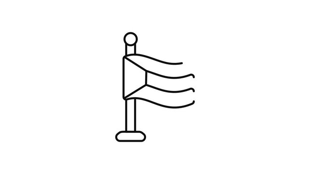 Minimalist outline animation of Kuwait flag on pole drawing on and fading out. Features a clean pop up style in 3 color setups.