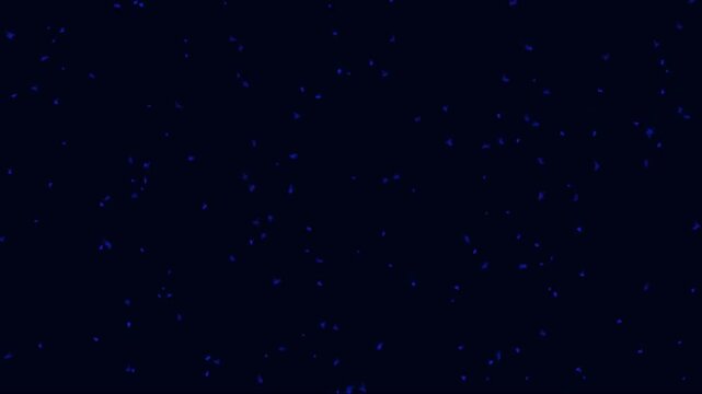 Abstract dark blue background with floating small blue particles or dust motes gently drifting and shimmering in a subtle, ethereal, and magical motion for digital design and creative projects