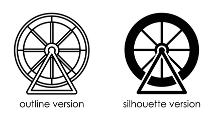Wheel icons: A pair of wheel icons, one in outline and one in silhouette, symbolizing movement, progress, and innovation. © Md