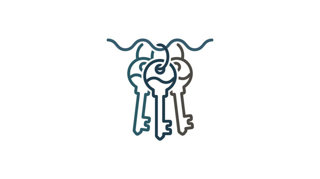 Three metal keys hanging on a keyring or hook