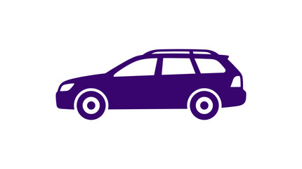 Fototapeta premium A simple purple silhouette of a station wagon car on a white background