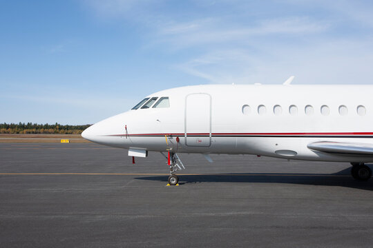 Private Jet on tarmac at rural airport
