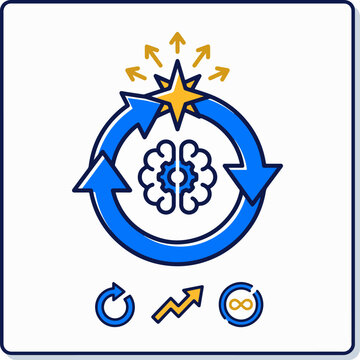 AI continuous feedback loop brain icon vector