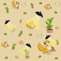Fototapeta premium Reptile Terrarium Hand-Drawn Seamless Pattern