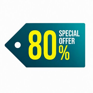 Special discount sale tag showing eighty percent off offer