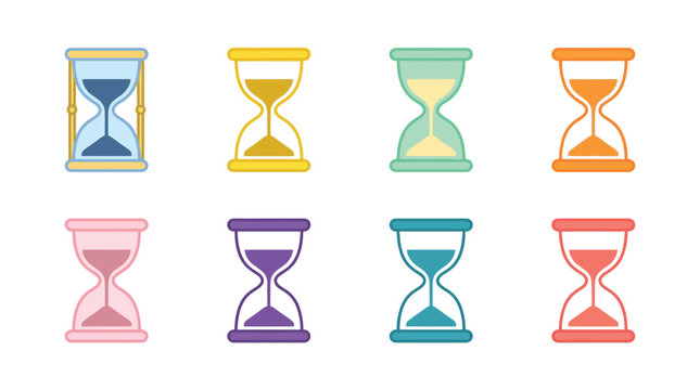 Collection Of Hourglass Shapes In Pastel Colors Vector Silhouette
