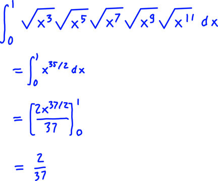 Step-by-step definite integral solution simplifying a polynomial expression and evaluating with the power rule on a clean white background.
