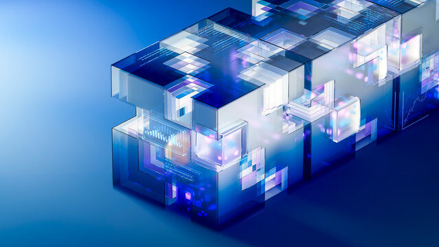 3D transparent data architecture with code and analytics.