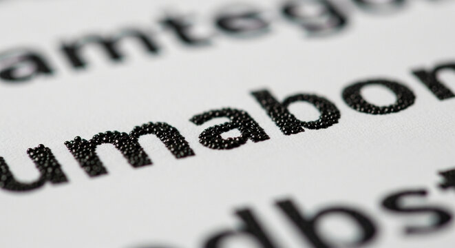 Text detail, abstract typography, close-up words, blurred background