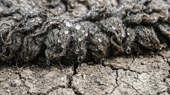 Gideon testing God's will with a fleece of wool. The wool is miraculously completely soaked with dew, while the dirt around it is bone dry