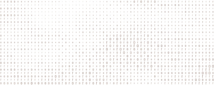 Bw seamless binary code bg with irregular pattern and gaps. Texture with 1 and 0. Digital system language. Abstract coding background on computer