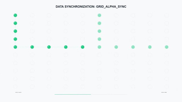 Abstract representation of data synchronization across a grid with alpha channel effect.