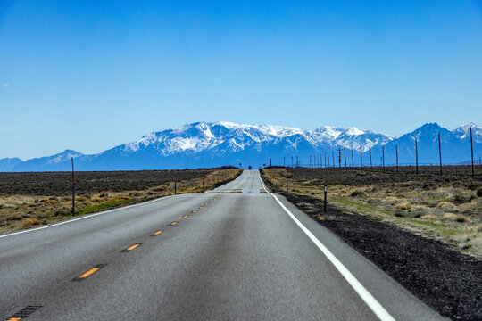 To lane highway leading to mountains