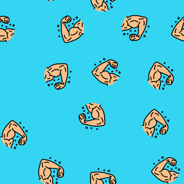 muscle growth vector seamless pattern muscle growth sign illustration