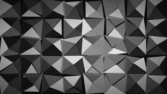 Title: Abstract Dark Monochrome Geometric Polygonal Background Loop