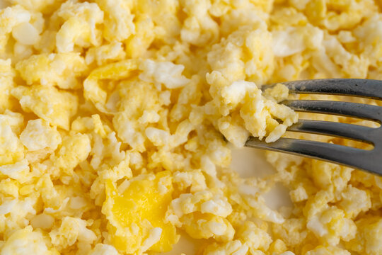 Scrambled egg texture, omelette background closeup