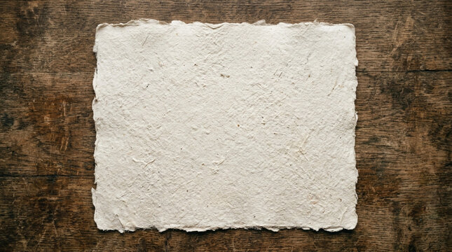 Rough textured paper on weathered wood background, natural material, vintage look
