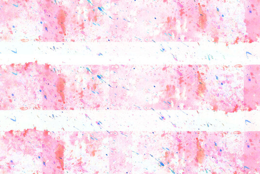 Pink watercolor painting creates an abstract striped background