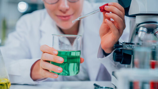 Scientist or researchers working in science laboratory, medical technology research work, science laboratory research and development concept.