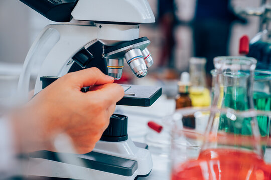 Scientist or researchers working in science laboratory, medical technology research work, science laboratory research and development concept.