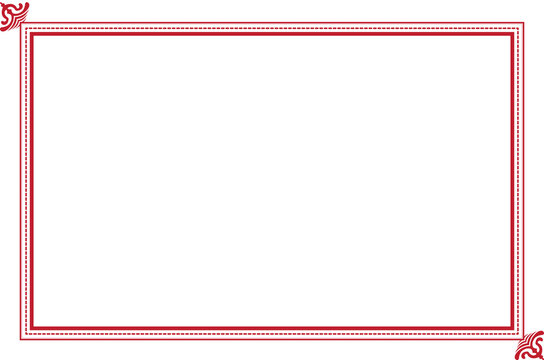 Elements of oriental frames. Red on white rectangle lines border chinese style. Design print for greeting cards, wedding invitations, restaurant menu, royal certificates. Set 33A
