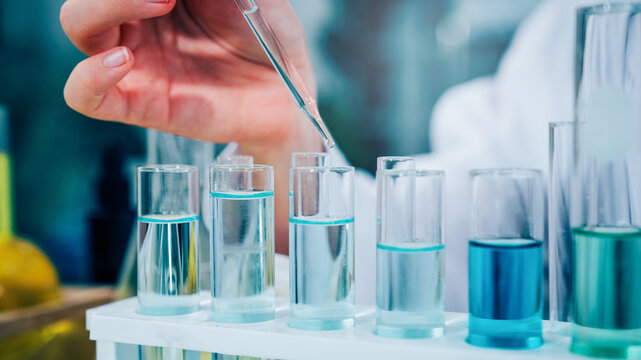 Scientist or researchers working in science laboratory, medical technology research work, science laboratory research and development concept.