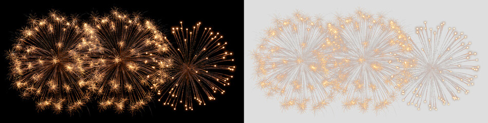 Obraz premium Festive Golden Spark Fireworks Overlay PNG
