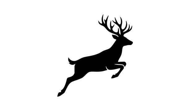 Jumping Deer Winter Silhouette Vector Illustration Design