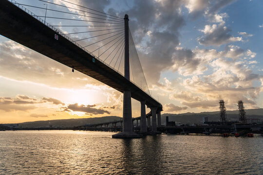 Bridge over the sea at sunset in Cebu Philippines