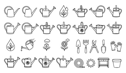 Garden Watering Can Outline Coloring Page Vector Set © MDNOYON