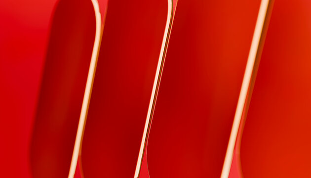 Abstract red rounded forms create a dynamic graphic pattern