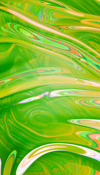 Abstract green and yellow liquid swirl with organic texture