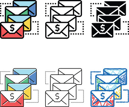 email sequence color icon stylized vector. email sequence sign. isolated symbol
